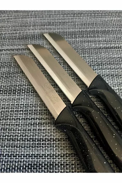 Black Glittery Serrated Fruit Knife