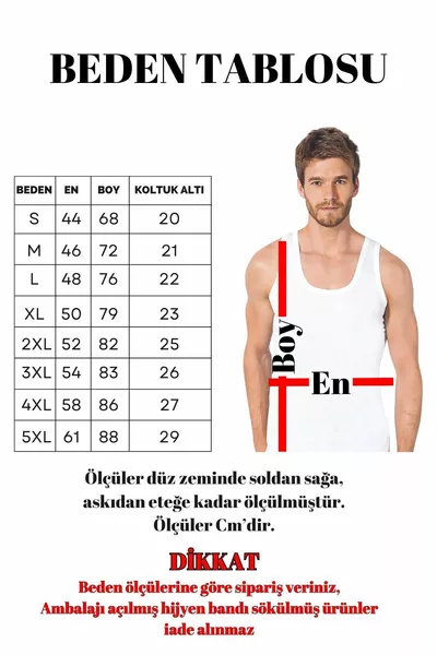 Pacco da 6 Canottiere da Uomo in Cotone Marchio Özlem
