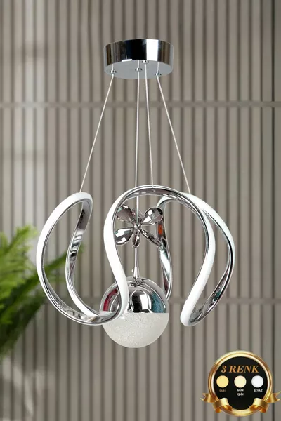 ثريا عصرية معلقة LED بغلاف كرومي من طراز Clasy، ثلاث ألوان، للمطبخ، غرفة المعيشة، وغرفة النوم