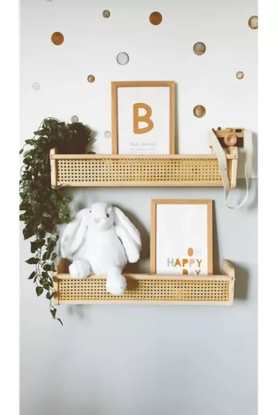 Houten Hazeran Wandplank Kinderkamer Montessori Boekenplank Bruin Scandinavisch (1 STUK)