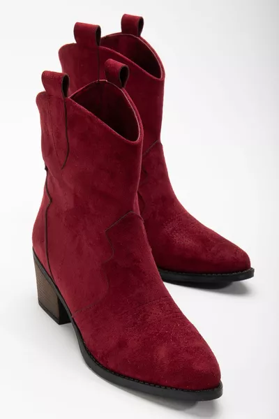 بورجوندي بلوم ماتي سويدي أحذية رعاة البقر الغربية