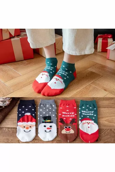 4 чифта дамски чорапи за коледни ботуши с шарки