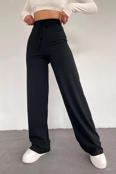 أسود بالازو سروال قصير واسع الساق للسيدات