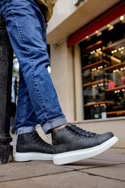  Римска ортопедична подметка с връзки Ежедневна кожа Мъжки спортни пощенски ботуши CBT Антрацит