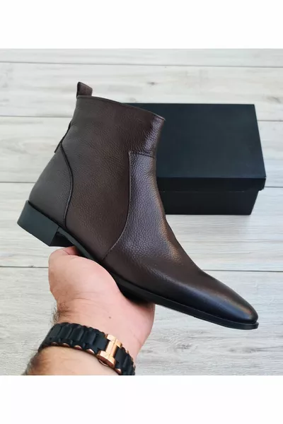 جلد طبيعي بني تشيلسي إيطالي موديل كلاسيكي قطع أحذية رجالية