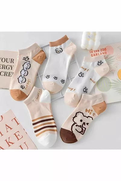 Set di calzini fantasia a zampa da donna da 5 pezzi