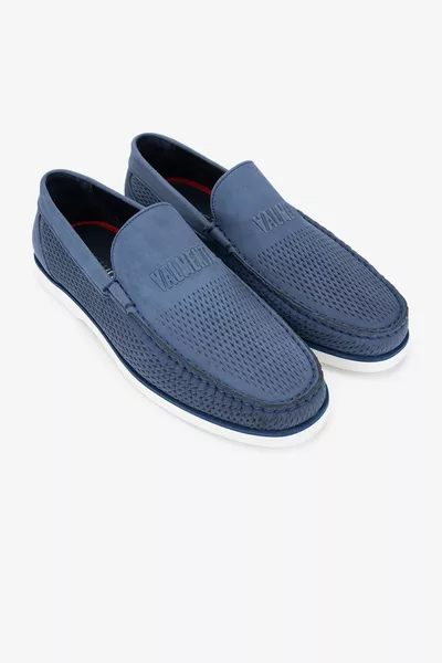 Abriana Herren Denim Blau Nbk Loafer Schuhe aus echtem Leder