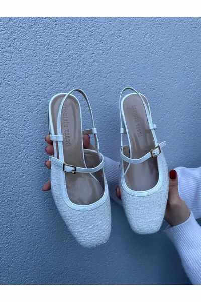 دينيسا تويد النسيج الأبيض اللون الباليه الشقق