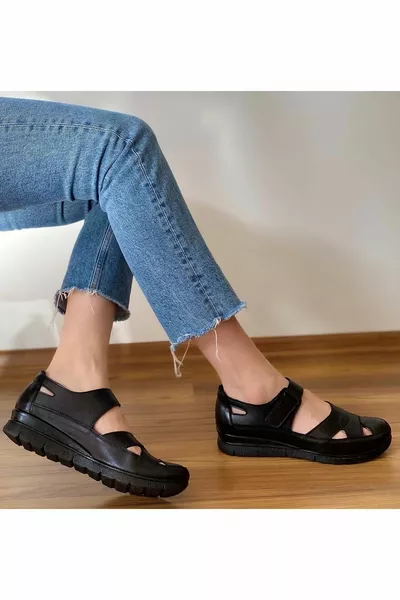 Echtes Leder Black Loop Damen-Loafer