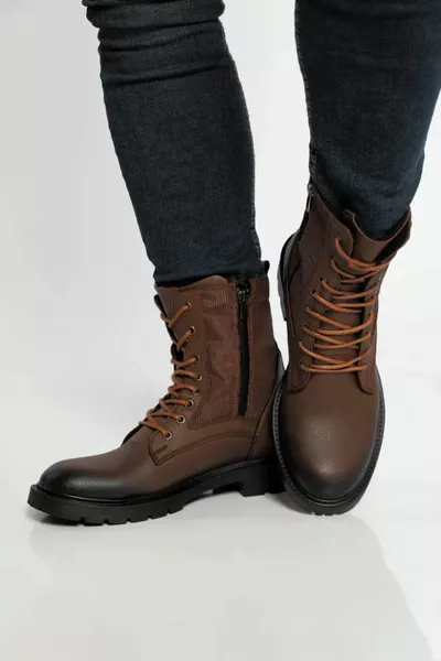  Премиум Теплая Подкладка Нескользящая Подошва Молния Шнуровка Мужские Ботинки Почтовый