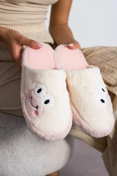 Nouvelle saison Femme Kurbağ Figured Silent Sole Peluche Maison Pantoufles