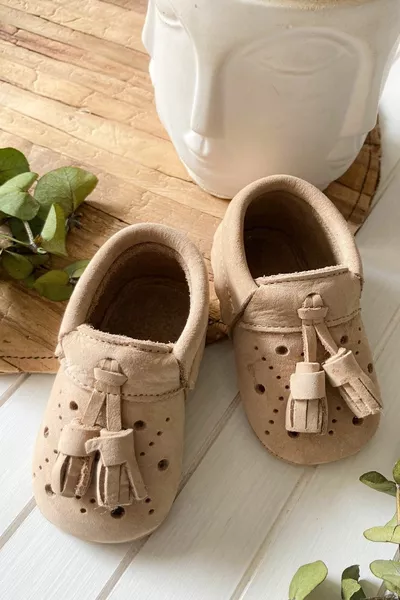 - Royal Series Nubuck Cream Baby First Step Shoes