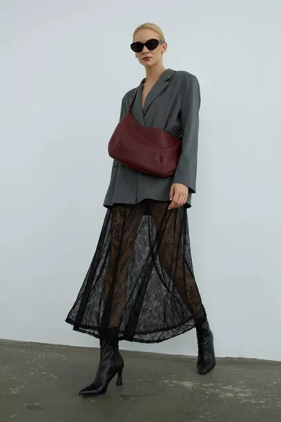 Borsa a tracolla e a tracolla lunga da donna Borgogna