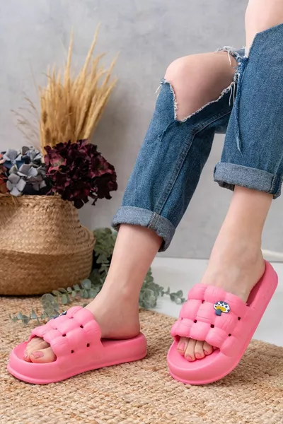 المرأة الفاخرة خفيفة الوزن وعالية وحيد عدم الانزلاق ملصقا منقوشة الشاطئ اليومي البحر حمام حمام النعال هلام