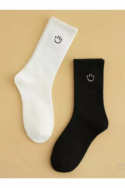 Schwarz-Weiß-Smiley-Gesicht Sportsocken