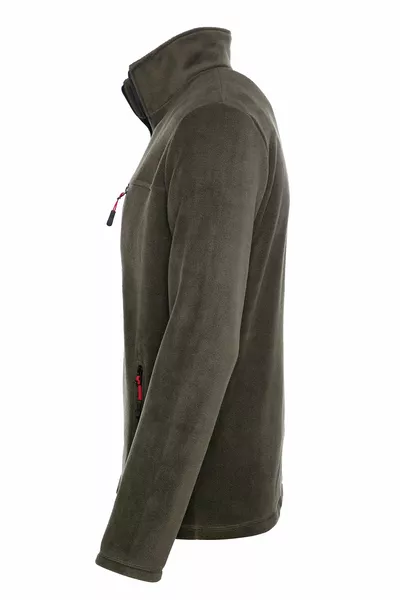 Pile kaki da uomo con cerniera completa a 3 tasche