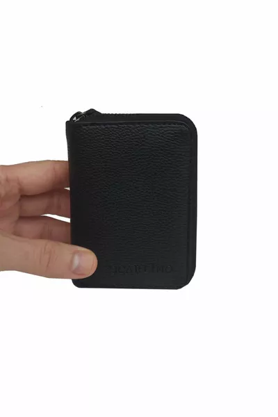 Seta Carlino Kartenhalter Geldbörse mit Reißverschluss  verschiedene Fächer Schwarz