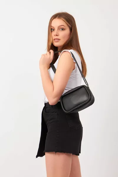 Original Women's Ribbed Cross Strap Zipper Small Size Soft Leather Mini Hand Arm And Shoulder Bag