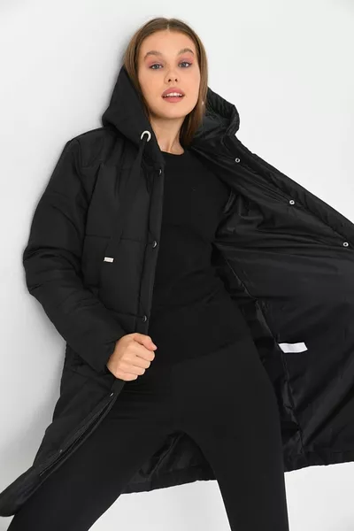 Manteau matelassé à capuche zippé pour femme