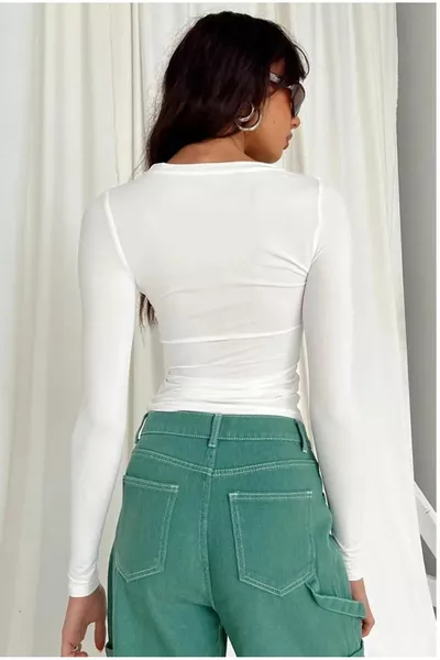 Crew Neck Basic Long Sleeve Bodysuit