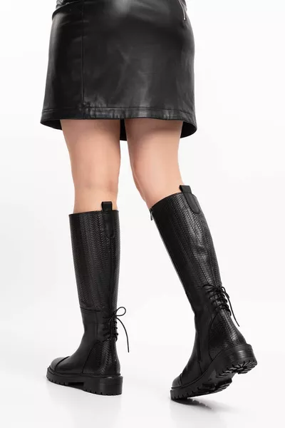 أنتويرب جلد طبيعي أسود أحذية نسائية