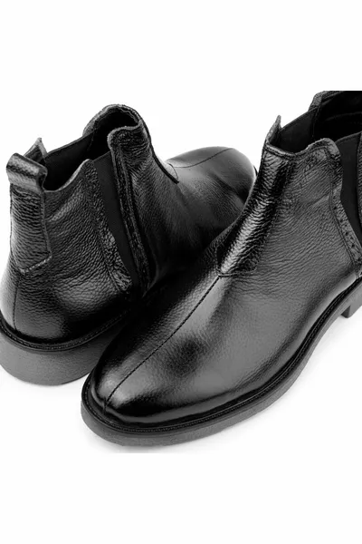 ليدز جلد طبيعي مضاد للانزلاق وحيد تشيلسي أحذية عادية أسود