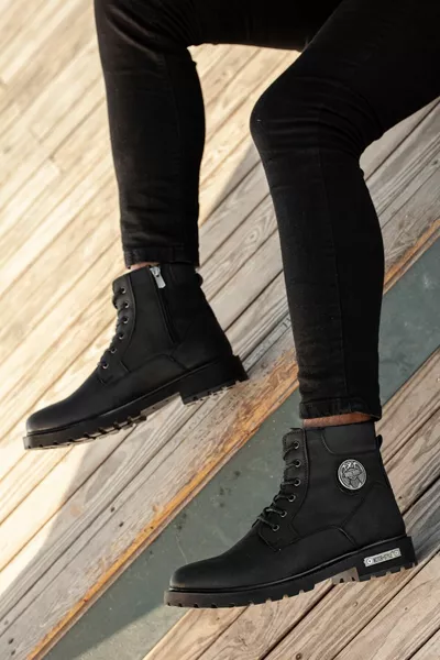 Водо- и студоустойчиви топли подплатени зимни ботуши с връзки Гумена неплъзгаща се подметка Здрави ботуши на открито