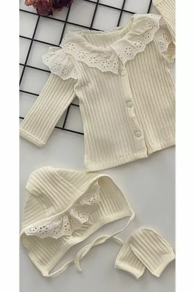 Наши Cheerful Babies Органическая ткань Кружево 5 предметов Больничный аутлет Набор Кремовый