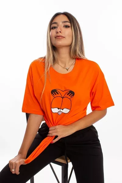 Printed Orange Oversize Unisex Tshirt