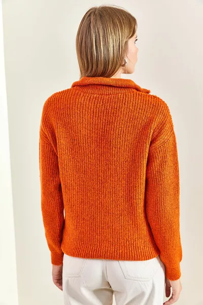 Women's Zippered Turtleneck Oversize Knit Sweater