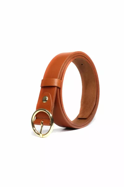 Cintura da donna con fibbia rotonda in vera pelle marrone chiaro 3 cm marrone chiaro % bufalo in vera pelle