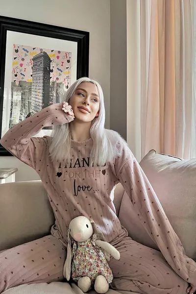 القهوة بفضل منقوشة أفخم الصوف بيجامة مجموعة