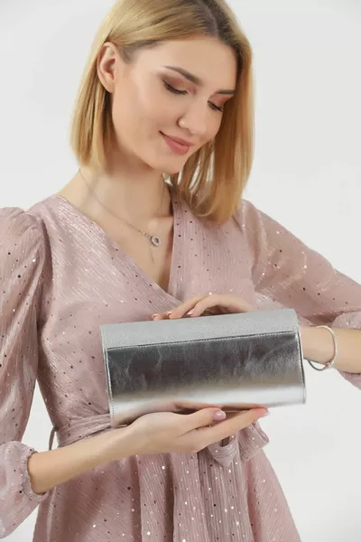 الفضة بريق مساء اللباس حقيبة محفظة مخلب حقيبة