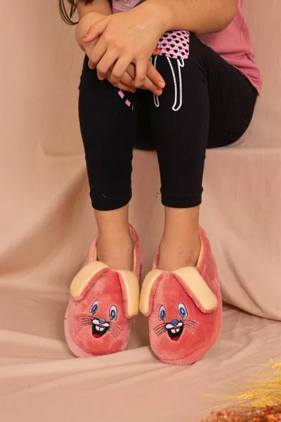 الفتيات الشتاء المحلية عدم الانزلاق أرنب الرقم القطيفة نموذج باندوف - أصفر