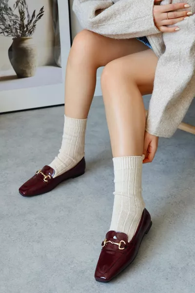 واضح حادة اصبع القدم شقة وحيد مشبك بورجوندي المتسكع الباليه الشقق عارضة المرأة أحذية عارضة