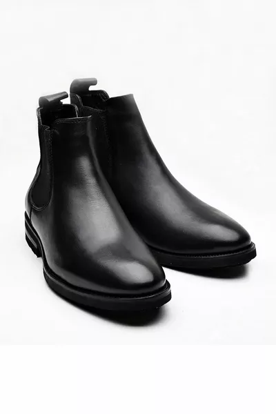 Stivali da uomo Chealse neri in vera pelle al %