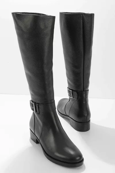Black Genuine Leather Women's Boots 