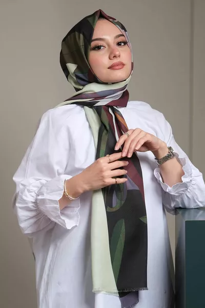 Motivo geometrico Scialle in cotone bordeaux