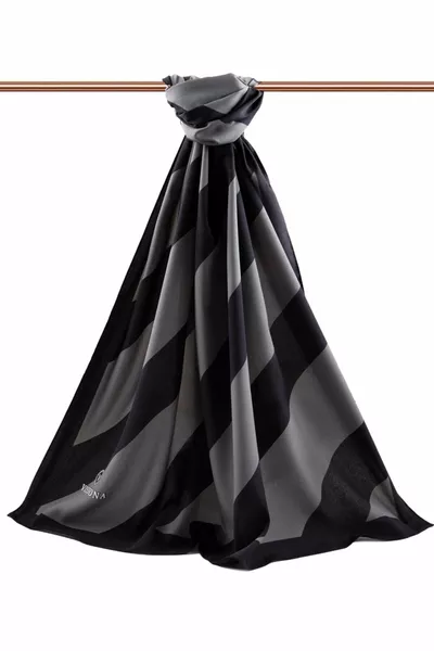 شال حرير المدينة الفاخر للسيدات رمادي - أسود