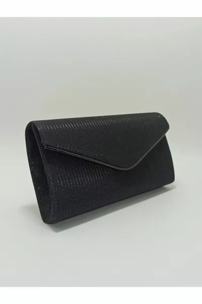 Borsa da sera con glitter neri da donna