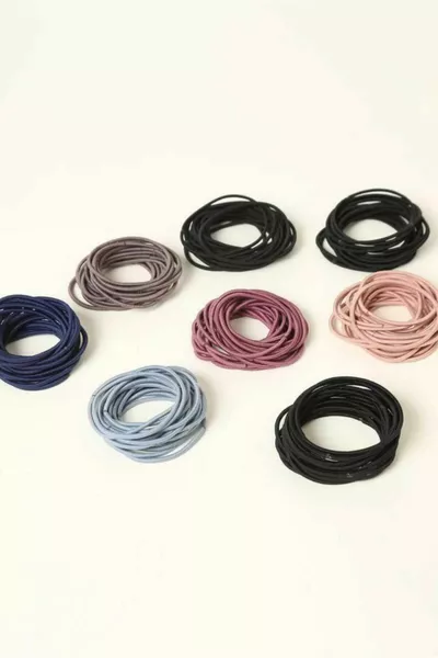 Ensemble de  boucles en caoutchouc minces colorées pour femmes