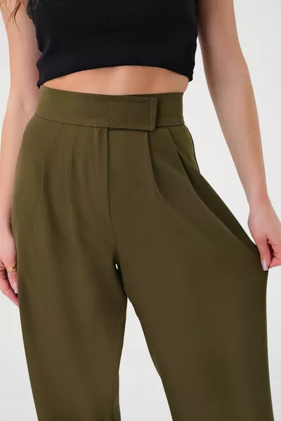 Women's Khaki High Waist Velcro Palazzo Pants