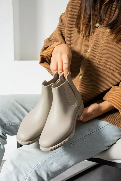 Ruck المرأة المطاط مفصلة قصيرة التمهيد رمادي