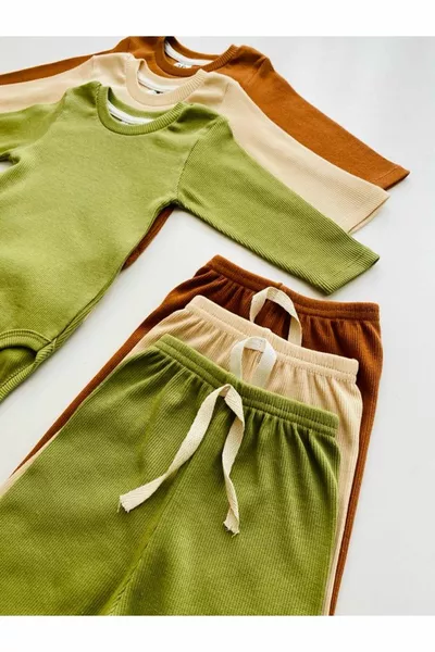 3 pcs % coton à manches longues bébé corps pantalon ensemble