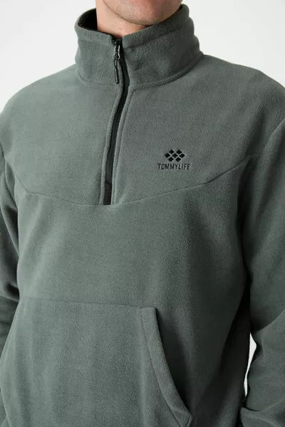 Çağla Set tuta da uomo in pile elastico con colletto rialzato con mezza cerniera - 