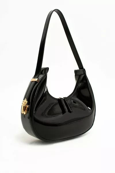 GLANZENDE LAKLEREN BAGUETTE HAND- EN SCHOUDERTAS VOOR DAMES