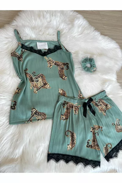 Pegasus Pajama Set with Green Tiger Print Shorts