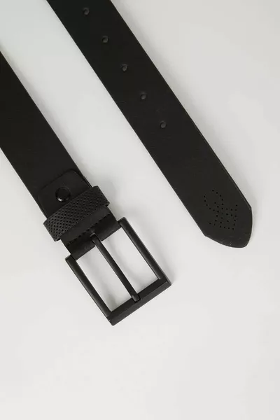 Men's Rectangular Buckle Faux Leather Jean Belt azns