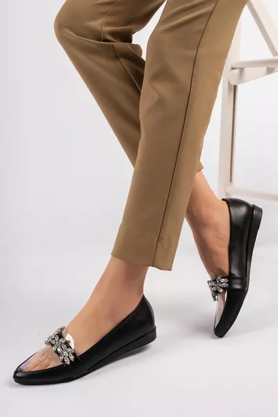 Zwarte transparante ballerina's voor dames