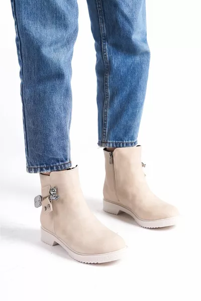 EFN. VÊTEMENTS : Bottes à talons en nubuck beige Tacci